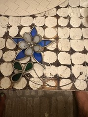 Blue And White Flower Suncatcher Window Decor Stained Glass And Metal
