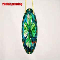 St. Patrick’s Day 2D Acrylic Flat Window Hanging Four-Leaf Clover Round Decor