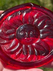 Vintage Pressed Glass Sun Catcher Red Sun Gorgeous