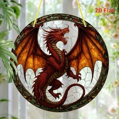 Red Dragon Acrylic Suncatcher 2D Print Fantasy Home Window Hanging Decoration