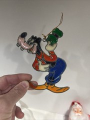Kurt Adler Stained Glass-Plastic Goofy Suncatcher Ornament Plastic Vtg 1983 .1