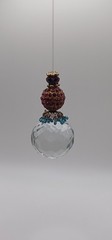 Faceted Mediterranean Suncatcher Pink Blue Beads and Gold Metal Hanging Ornament
