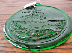 Atmosphere Recycled Glass Round Sphere Shaped Green Sun Catcher Tree Mountains