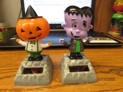 2 Solar Powered Dancing Halloween Home Decor Jack-O-Lantern, Frankenstein