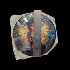 Set of 7 Faux Stained Glass Acrylic Suncatchers Fairy Cat Rooster Dragon 6 Inch