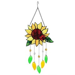 Stained Glass Suncatcher Sunflower Ladybug Window Decor, 20 x 8 Inches