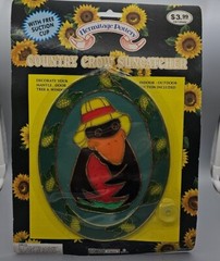 Country Crow Suncatcher Strawberry Plastic W/Metallic Detail Vtg 1996