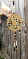LOTUS SUNCATCHER HANDCRAFTED REFLECTS LIGHT, REPURPOSED CD DECORATIVE, WOOD BEAD