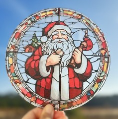 New Suncatcher Santa Claus Christmas 8″ Round Combined Shipping Gift