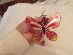 Butterfly Suncatcher Pink, White, Blue Glitter