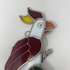 Handcrafted Stained Glass Parrot Bird 3D Suncatcher Window Decor