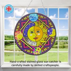 Sun and moon eclipse glass sun catcher with geometric border | 150mm diameter