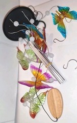 Multicolor Butterfly Hanging Mobile Wind Chime w/ LED Lights, Plastic/Metal