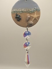Handmade Clay Suncatcher Beach Theme Turtle Sand