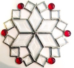 7″ Stained Glass Red Beveled Snowflake Suncatcher – Made in the USA CCI