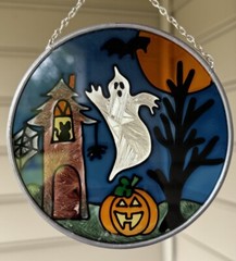 Glass Halloween Ghost Suncatcher