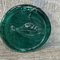 Emerald Green Recycled Art Glass Fish Sun-catcher 4” Diameter