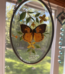 LYFORD GLASS FLORAL FLOWER BUTTERFLY WINDOW WALL ART SUN CATCHER