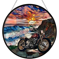 Customized Motorcycle Stained Glass Sun Catcher for Halloween & Gifts