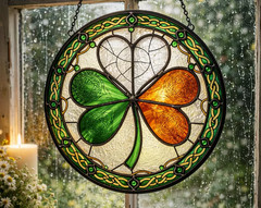 Irish Shamrock Stained Glass Suncatcher Window Decor St Patricks Day Gift