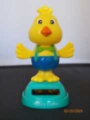 Solar Happy Easter Yellow Chick blue shorts suspenders green bow tie aqua base