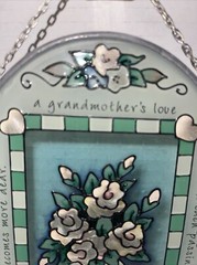 Joan Baker Suncatcher Haint-Painted Stained Glass 5×7 “A Grandmother’s Love”