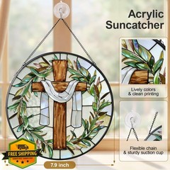 FancyPlus 7.9 Inch Cross Olive Suncatcher