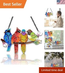 Stained Glass Window Hanging – Birds on A Branch Suncatcher for Window Doors …