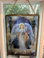 Vintage Via Vermont Lena Liu Angel Glass Suncatcher Hanging Frame Set 5×7
