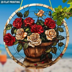 Outdoor Rose Bouquet Acrylic Suncatcher Patio Garden Window Decoration Gift
