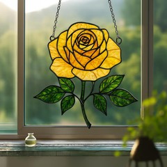 Yellow Rose Flower Suncatcher Acrylic Window Decor Gift
