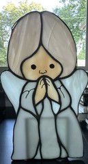 Handmade Stained Glass Angel Suncatcher 10 In Praying Figure – W/ Candle Holde