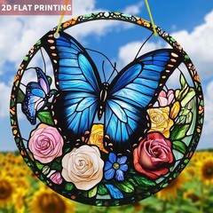 Large Bright Blue Morpho Butterfly Small Butterfly Colorful Acrylic Suncatcher
