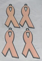 Lot of 4 Pink Ribbon Stain Glass SunCatcher Ornaments