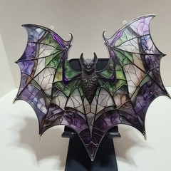 Multi-Color-Colorful Acrylic Exotic Purple Bat 8″X8″ 2D Sun catcher w/Chain