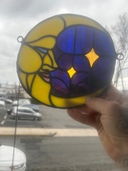 celestial moon stained glass suncatcher