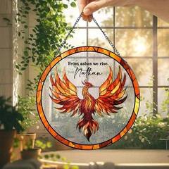 Personalized Phoenix Mythical Bird Stained Glass Suncatcher