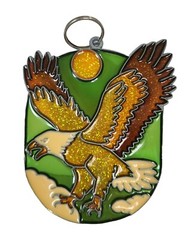 Bald Eagle Suncatcher Glittery Sparkle Gold Green 5 x 4″ Window Sun Catcher