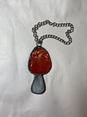 Red Stained Glass Mushroom Suncatcher . 1.5 Inches By 3 Inches