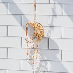 Orange Moon Shape Rainbow Suncatcher Crystal Moon Hanging Charm Window Decor