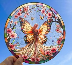 New Suncatcher Butterfly Fairy 8″ Round Combined Shipping Gift