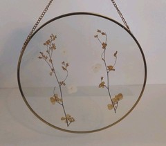 Glass Suncatcher Dried Pressed Flowers Simple Minimalist Design 9 Inches