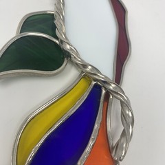 Handcrafted Stained Glass Parrot Bird 3D Suncatcher Window Decor