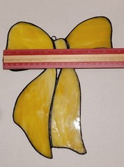 Suncatcher Stained Glass Art Yellow Bow Ribbon