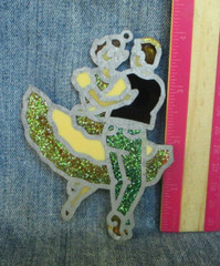 Vintage Suncatcher COUPLE DANCING Ornament Stained Glass Acrylic Metal SAL6