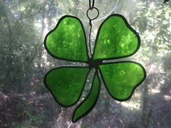 Stained Glass 4 Leaf Clover Suncatcher Handmade New This Is 4 1/2 X 4 1/2″