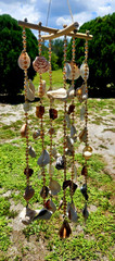Handmade Shell Hanging Mobile Wind Chime Suncatcher, Multicolor Porch Patio