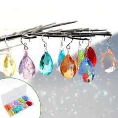 HYBEADS 38mm Crystal Suncatcher Prism, 10pcs Multicolor Teardrop Crystals Cha…
