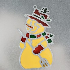 VTG Metal Stained Glass Style Snowman window sun-catcher__