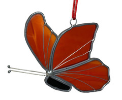Stained Glass Red Butterfly Suncatcher Black Body Window Wall Decor READ